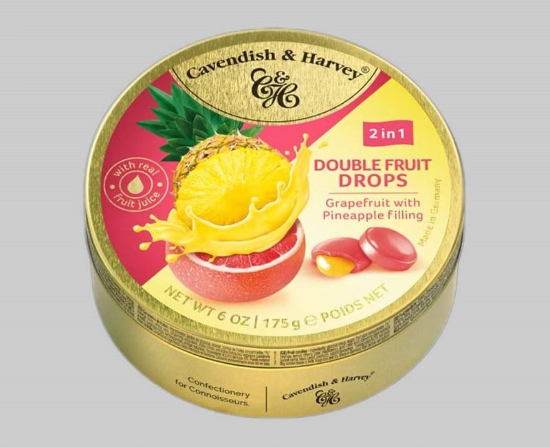 آبنبات کاوندیش با طعم گریپ فروت و آناناس 175 گرمی